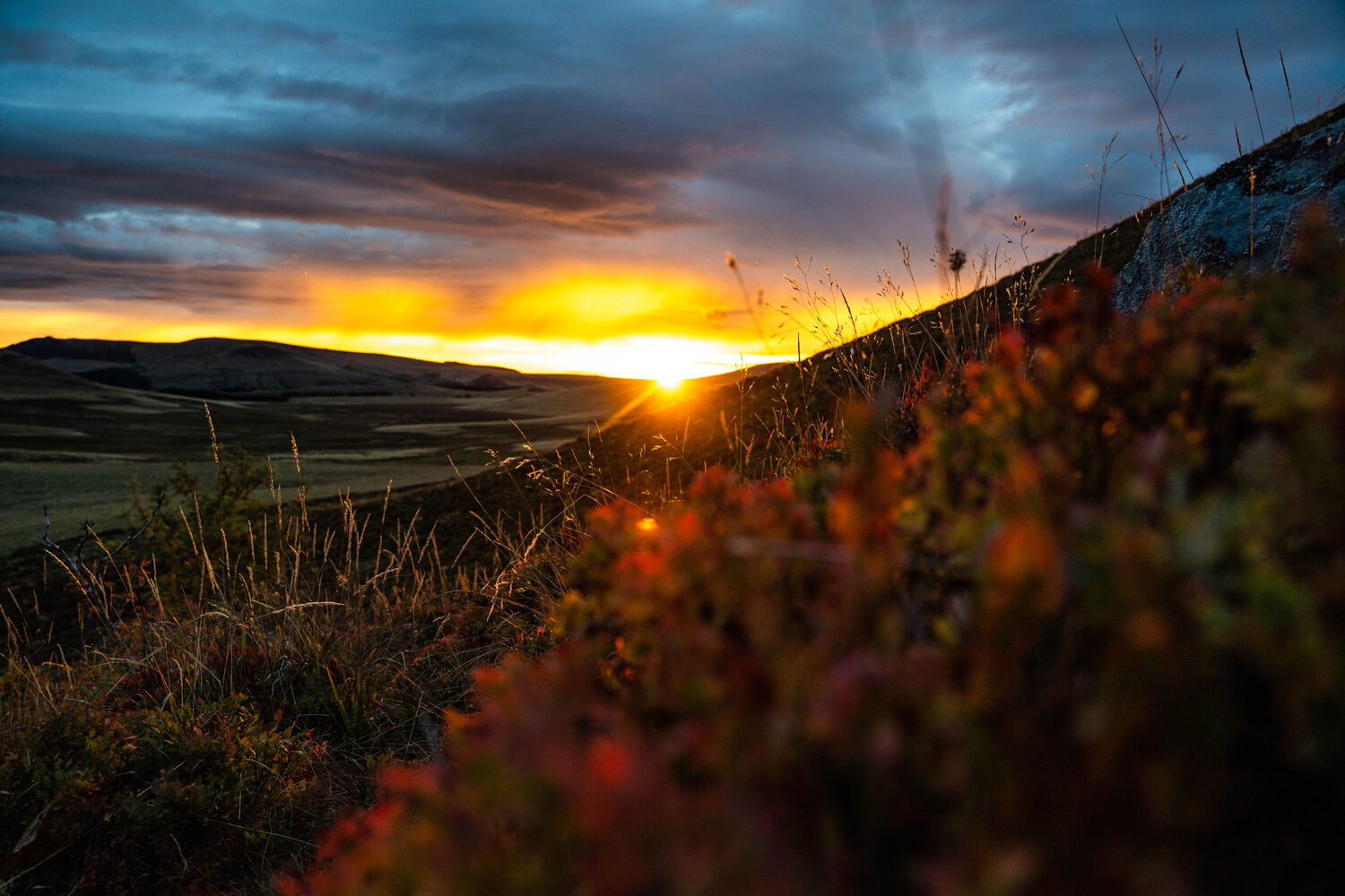 Coucher de soleil sur les volcans